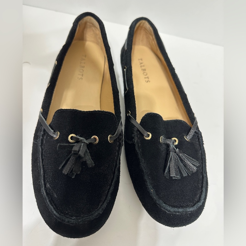 TALBOTS BLACK SUEDE MOCCASINS